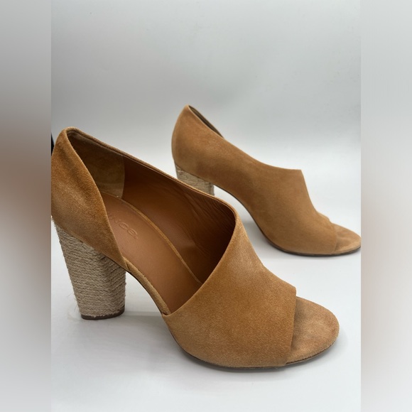 Vince asymmetrical suede peeptoe pumps with espadrille heel sz 8.5 - Picture 3 of 4